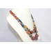 2 Line String Necklace Women Oxidized Metal Natural Multi Color Gem Stones B25